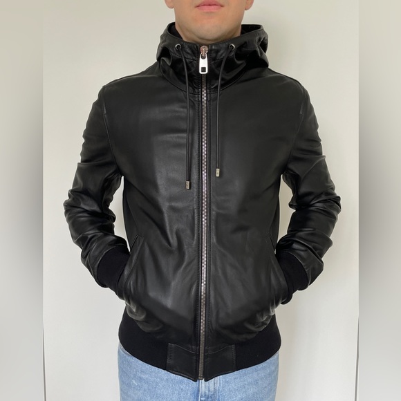 Dolce & Gabbana Leather Bomber Jacket in Black - Picture 3 of 16